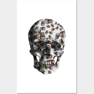 Happy Skull Random Pattern (White) Posters and Art